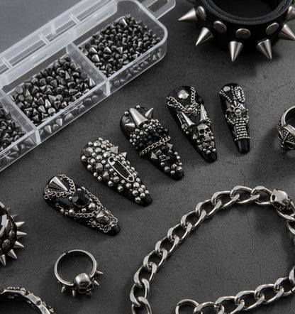 Mini metal cone spikes for gothic nail art design