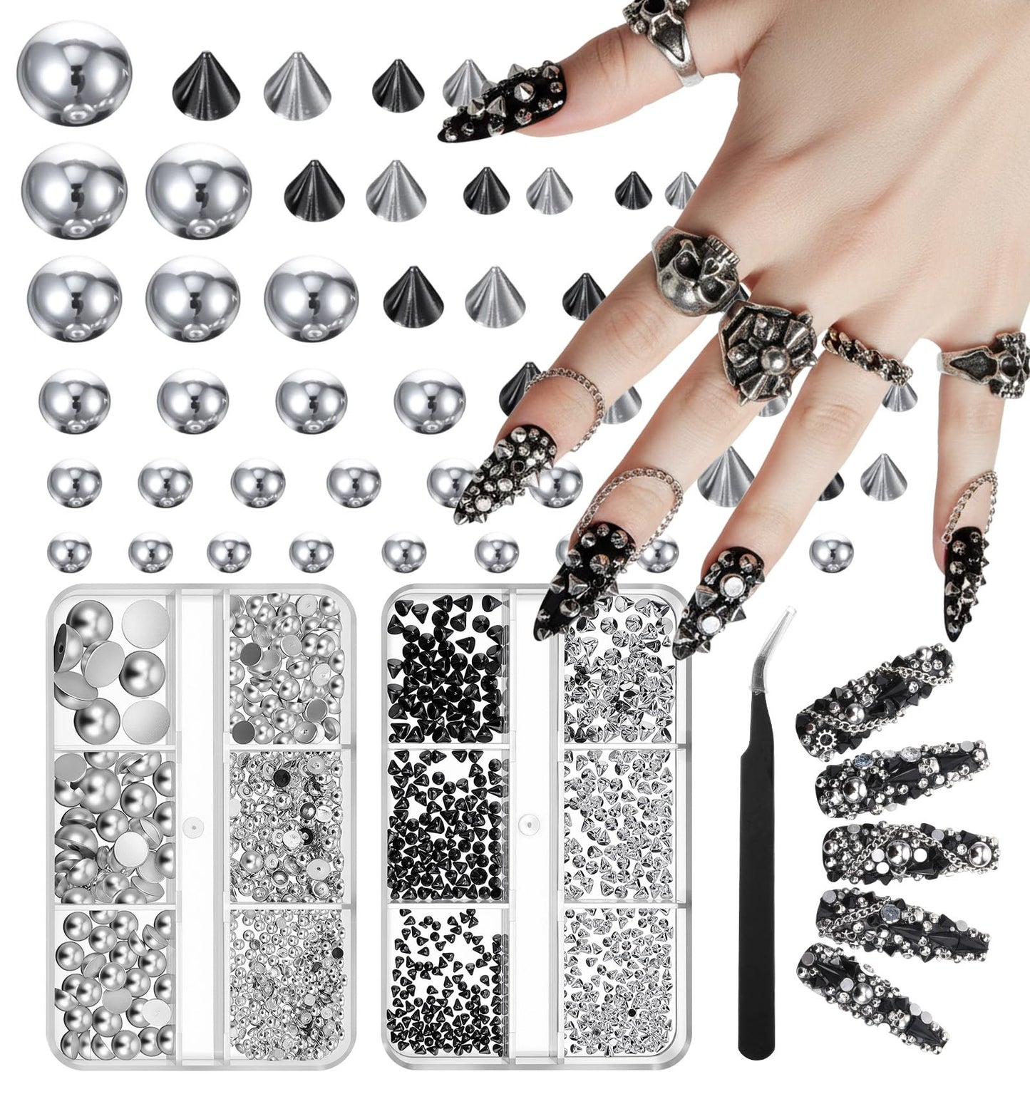 Professional nail art charms in gold and black finish