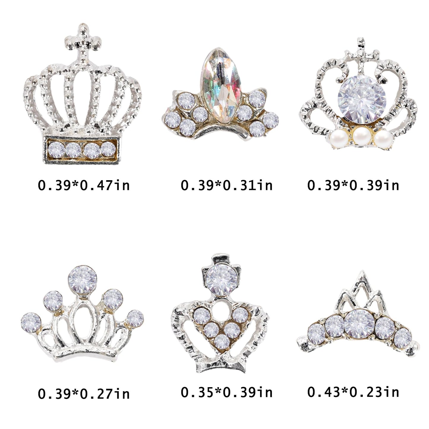 WOKOTO manicure jewelry kit with mixed shape 3D crown decorations for creative nail art.