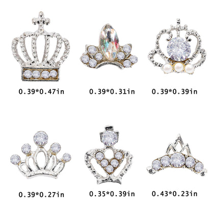 WOKOTO manicure jewelry kit with mixed shape 3D crown decorations for creative nail art.