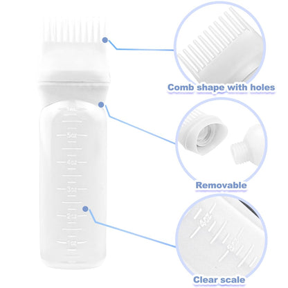 ELANE scalp oiling applicator bottle showing clear measurement scale markings on the side