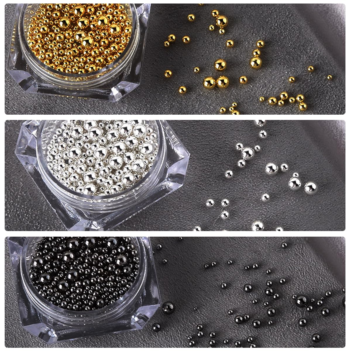Variety of metallic cone spike nail charms and jewels