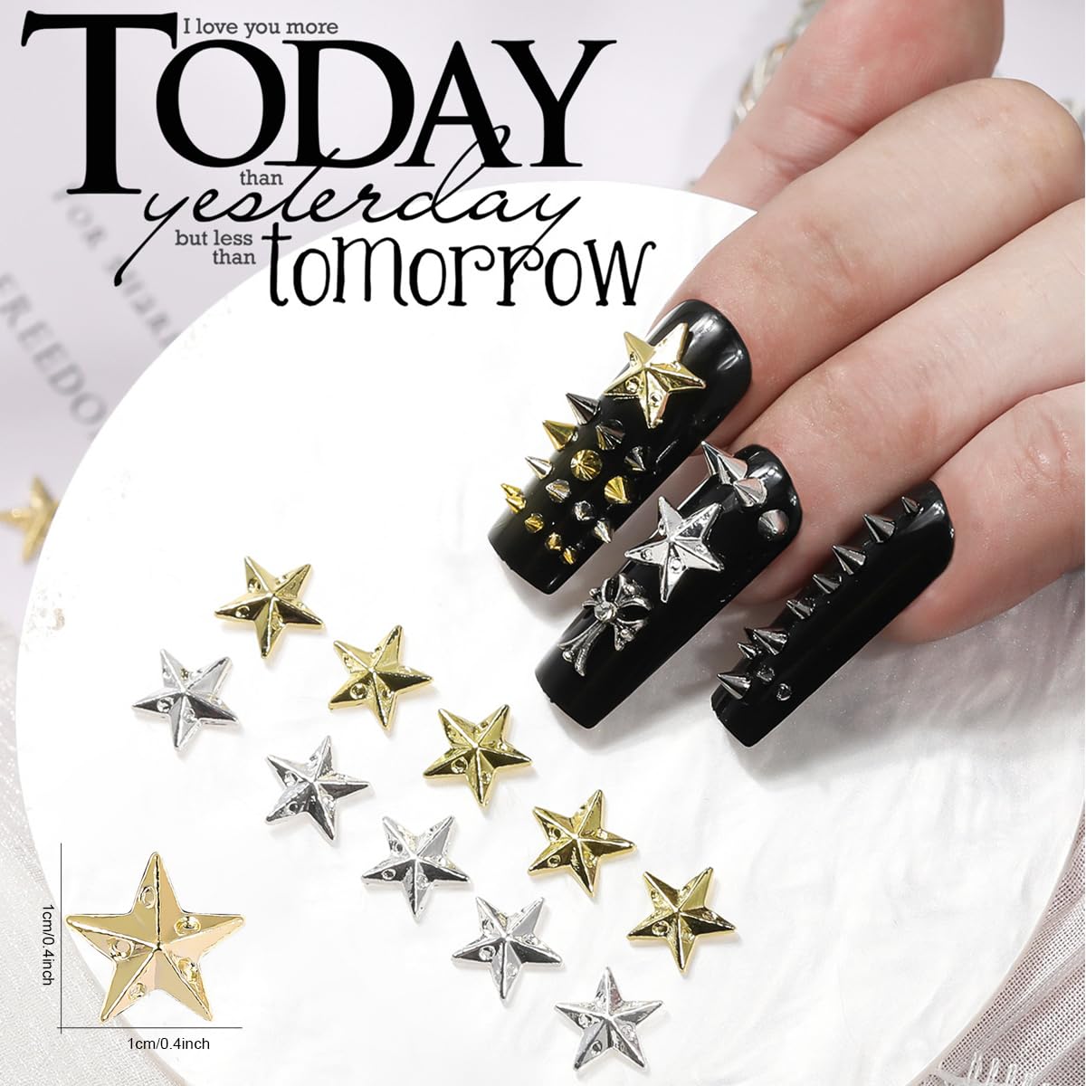 Manicure decorated with Tatiwoo 3D gothic nail spikes