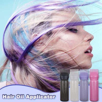 The four distinct color variants of the FZWONVUC root comb applicator bottle set arranged together for organized hair product sorting