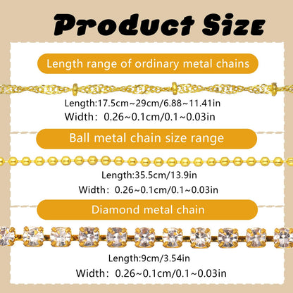 Close up view of 3D metal chain charms for nails