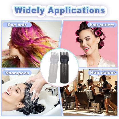 FZWONVUC hair dye and oil applicator squeeze bottles showing the lightweight plastic build and secure screw top design
