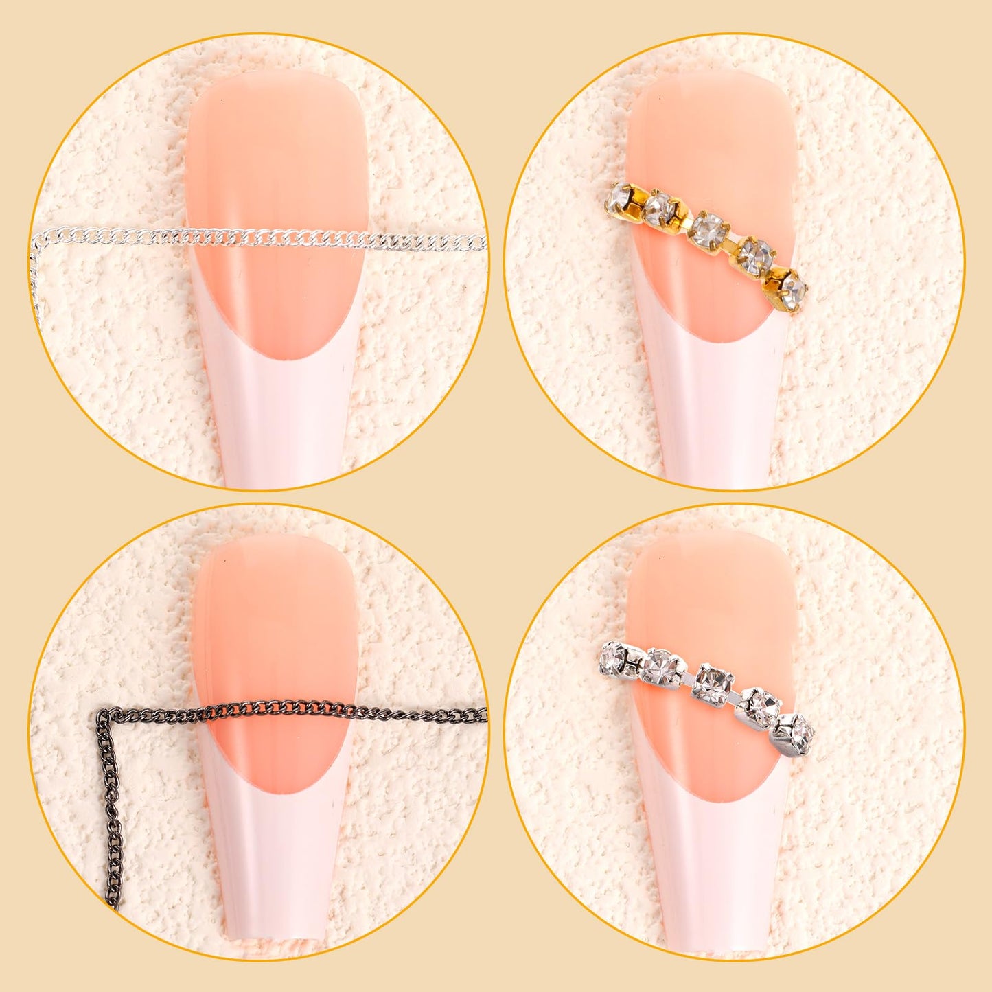 Professional manicure accessories gold silver nail studs