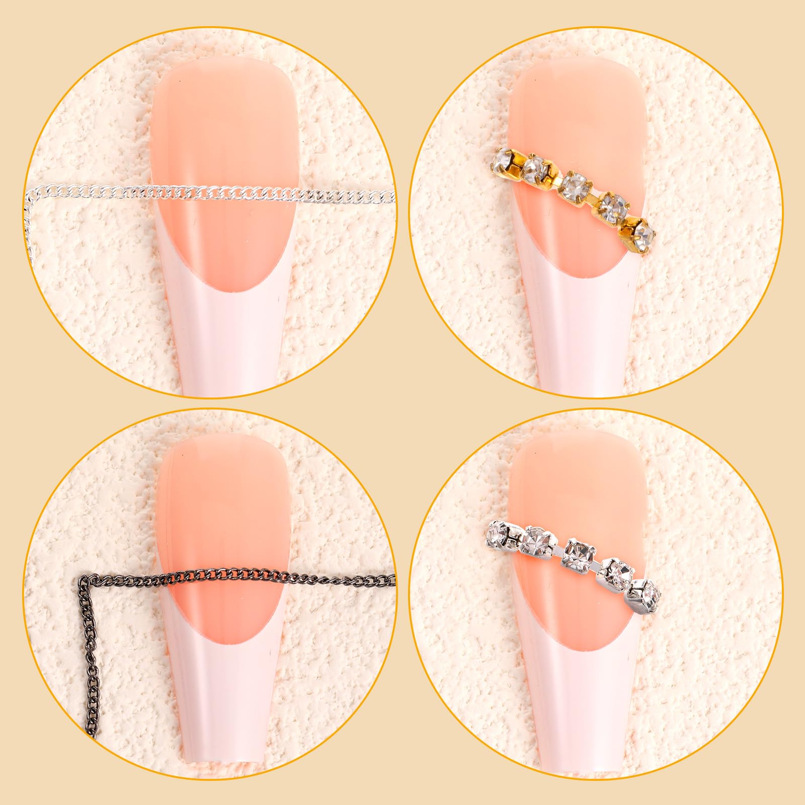 Professional manicure accessories gold silver nail studs