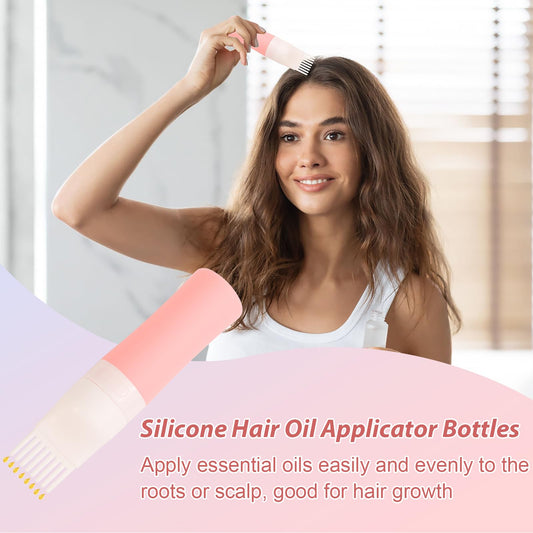Pink double layer silicone scalp massager brush detail view