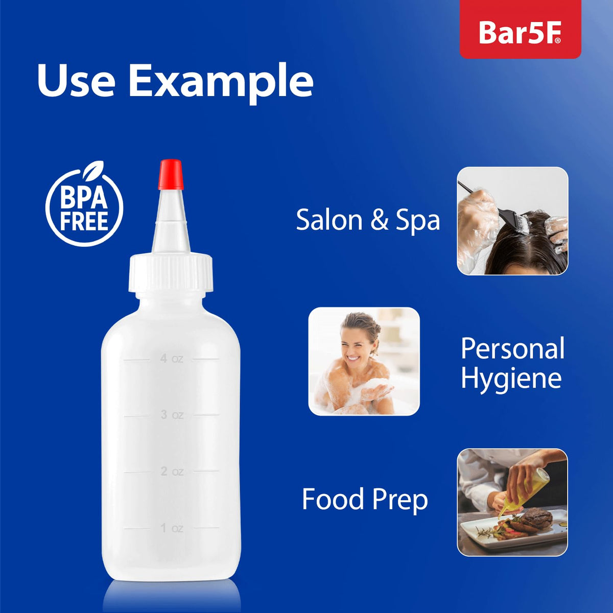 Close up of Bar5F applicator bottle yorker tip and cap