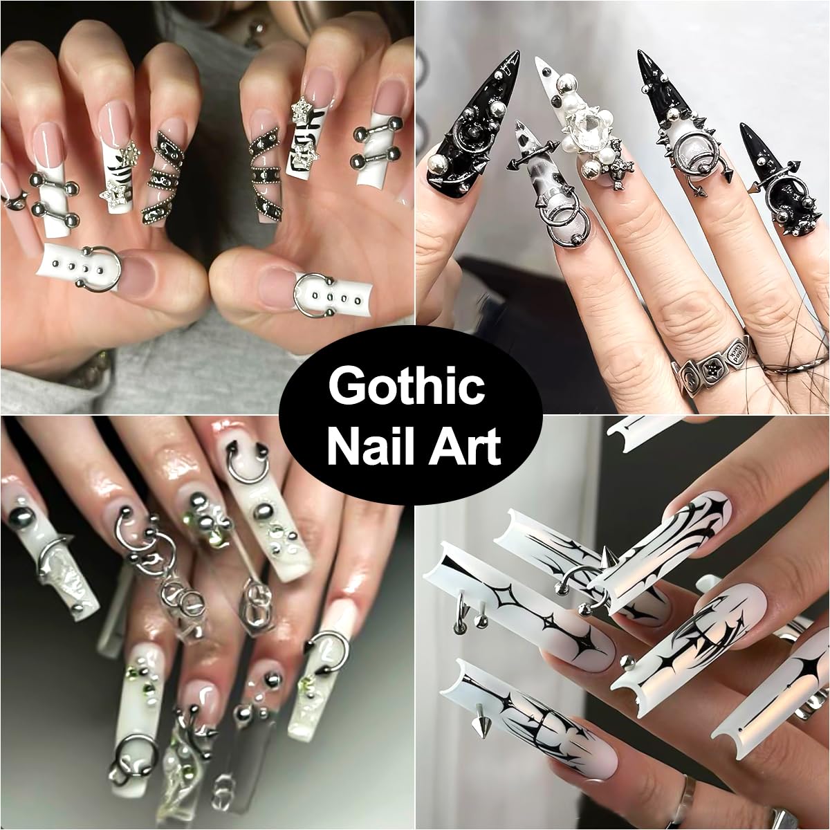 Hand model displaying 3D alloy piercing nail charms