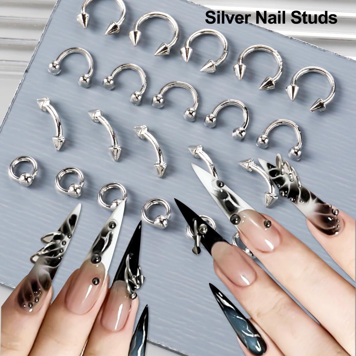 Top view of 24 compartment storage box for nail studs