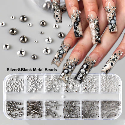 Professional manicure tools applying metal nail rivets
