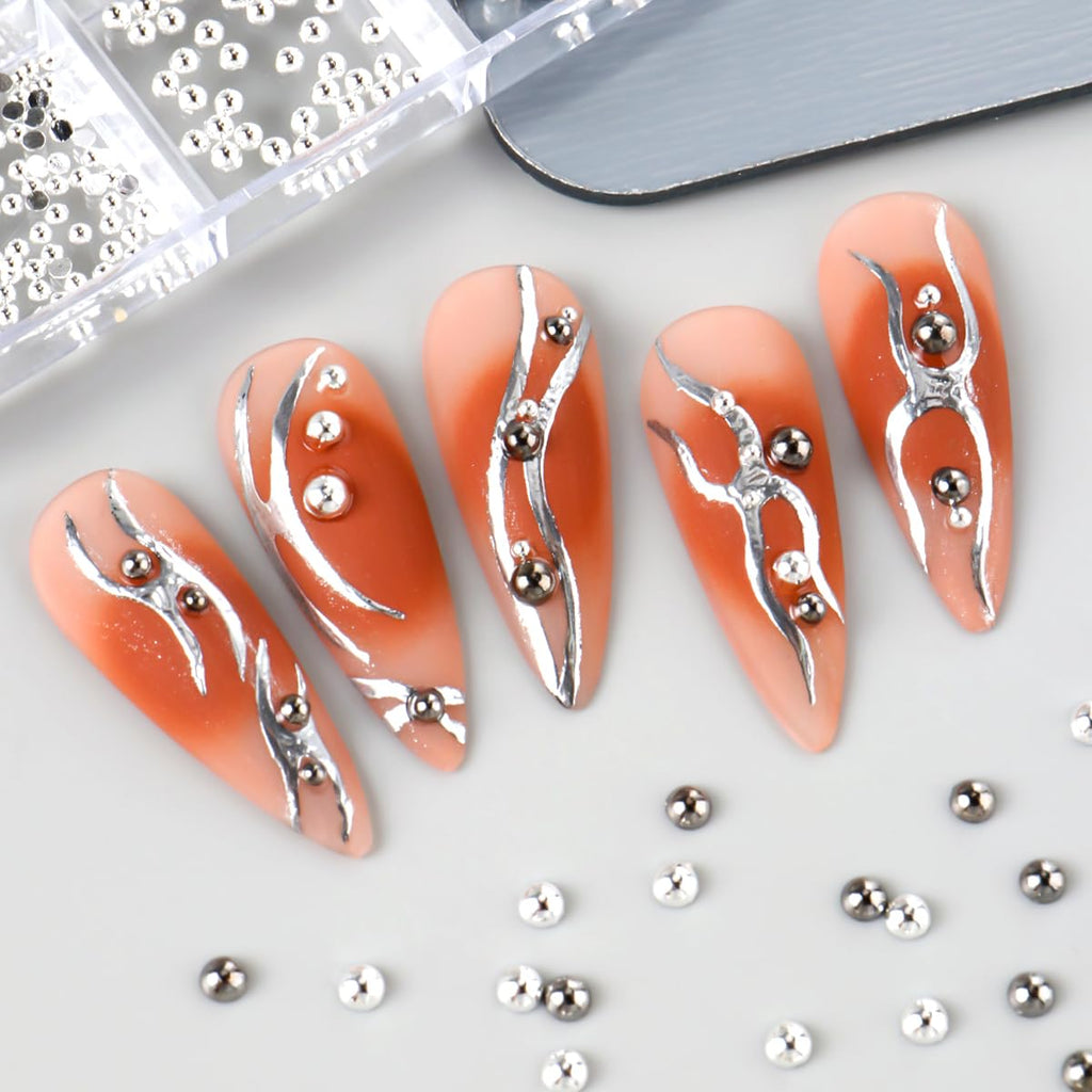 Detailed angle of gothic star and ring nail studs