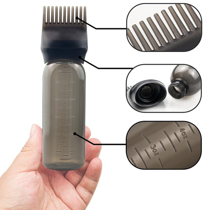 Close up view of the hollow root comb nozzle tip designed for clean and mess free scalp oiling.