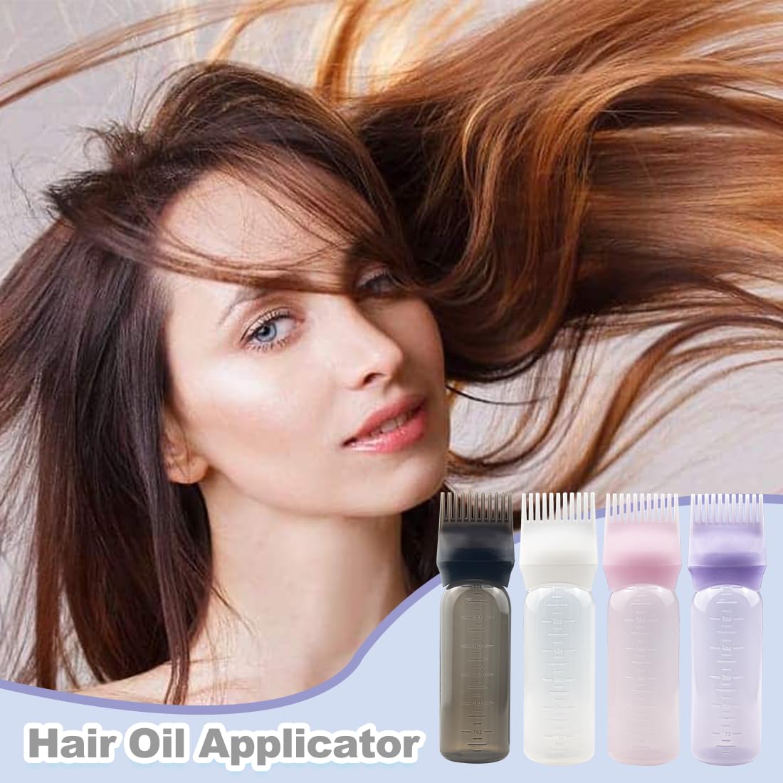 Washable and reusable plastic hair oiling bottle set illustrating the soft flexible body material.