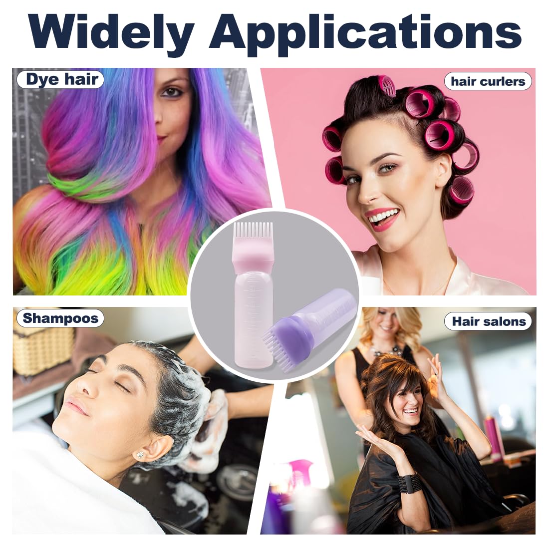 Premium imported ZGQHZR hair salon scalp applicator tools showing safe and lightweight construction for home hair care.