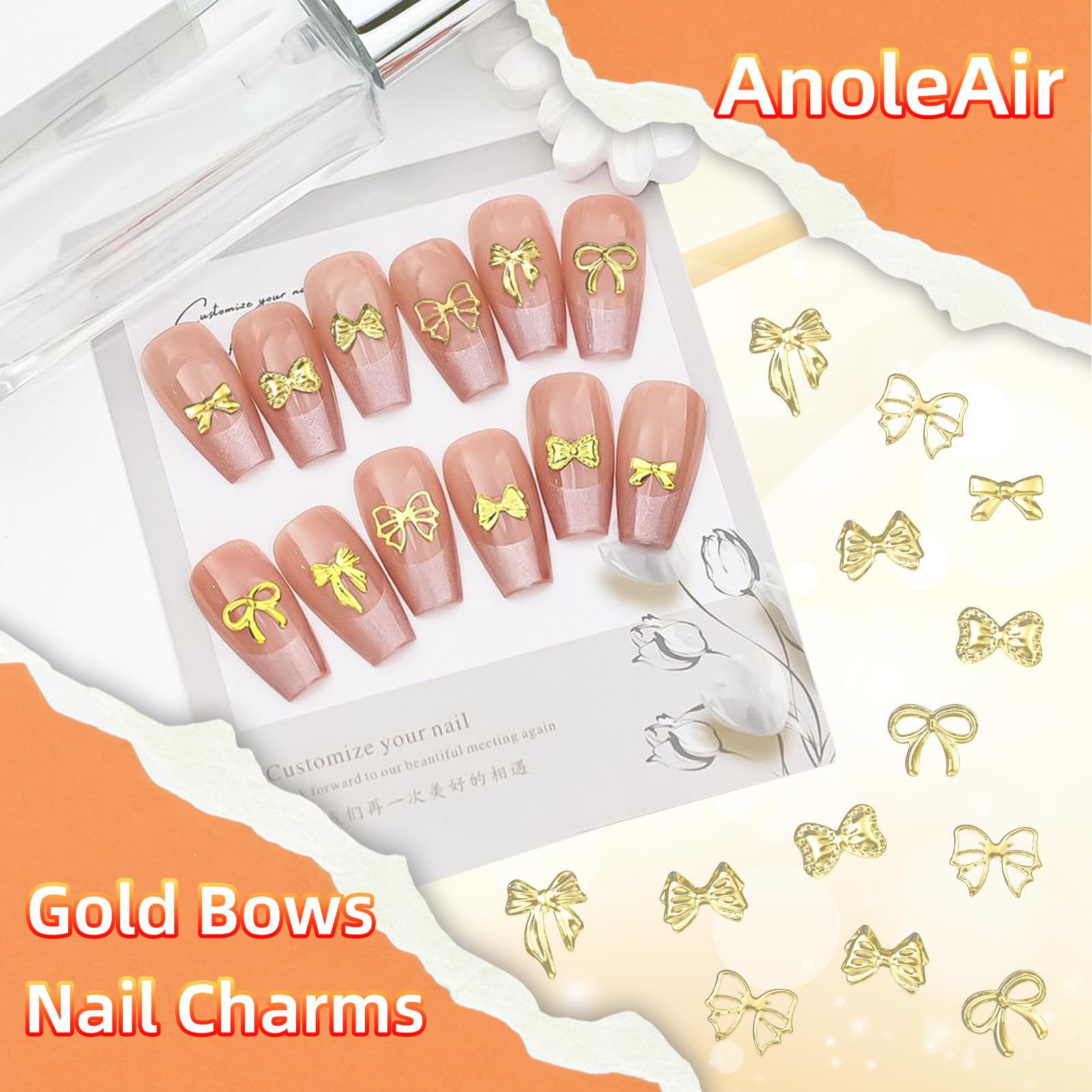 Assorted 3D alloy bowknot designs for nail art