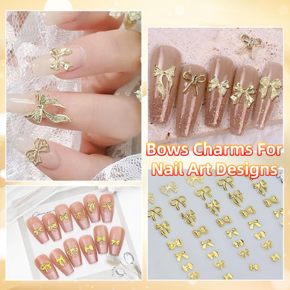 Durable metal bow charms for professional nail decoration