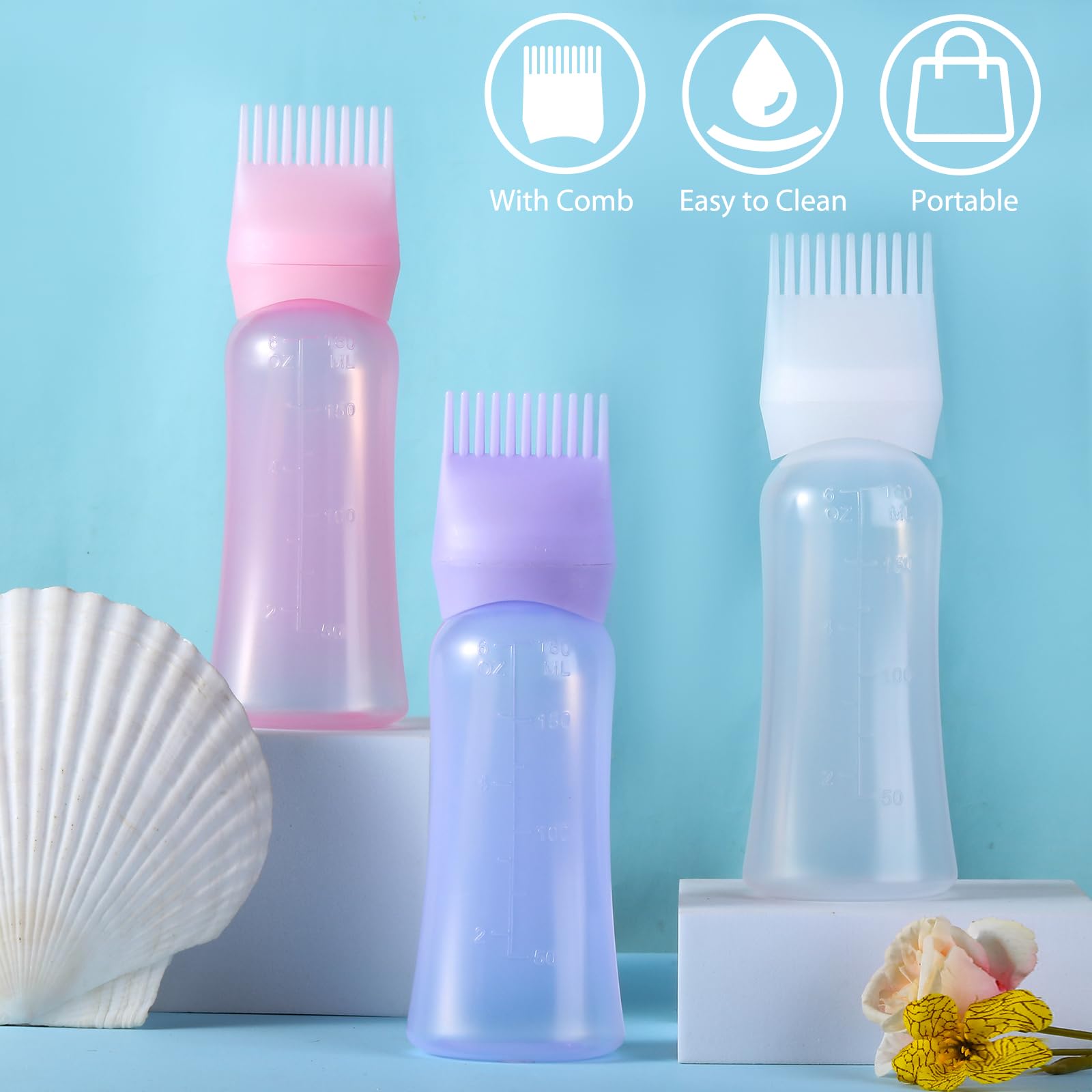 Dymoece hair dye comb bottle being squeezed to demonstrate the flexible plastic material.
