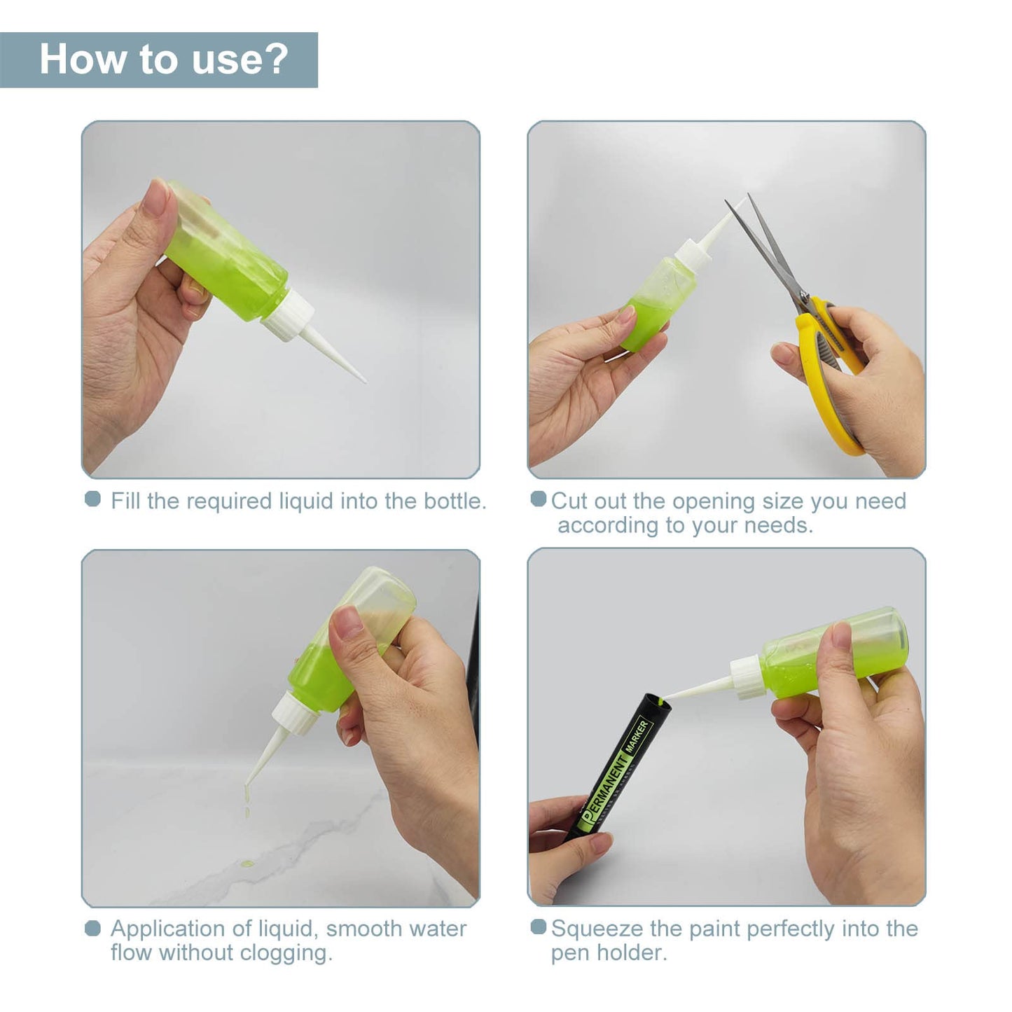 BlingKingdom precision plastic glue bottles set of six showing the flexible squeezable design for detailed craftwork.