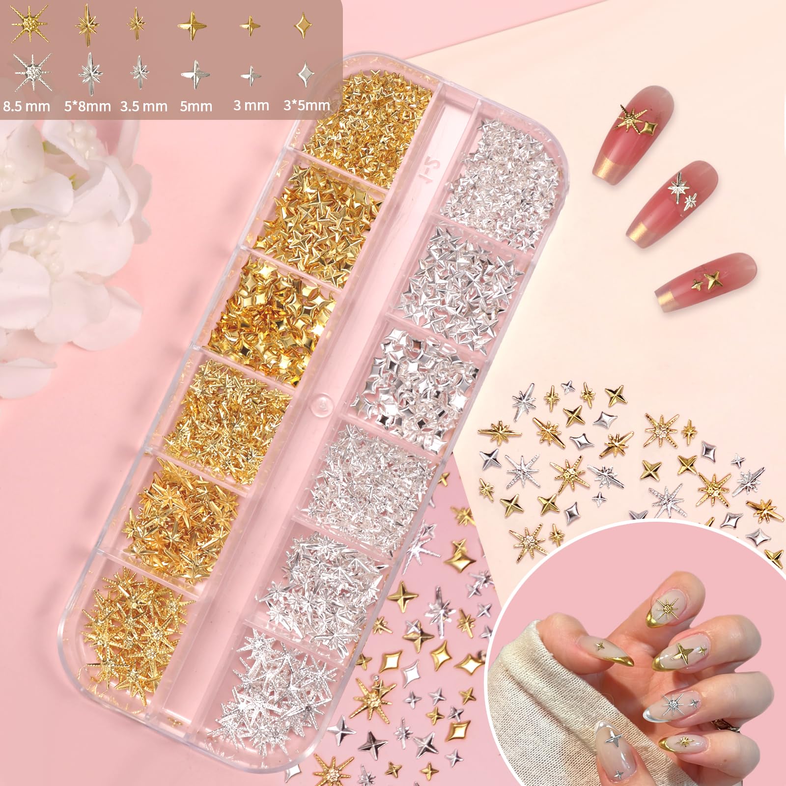 12-grid container of Cesusme nail caviar beads and charms