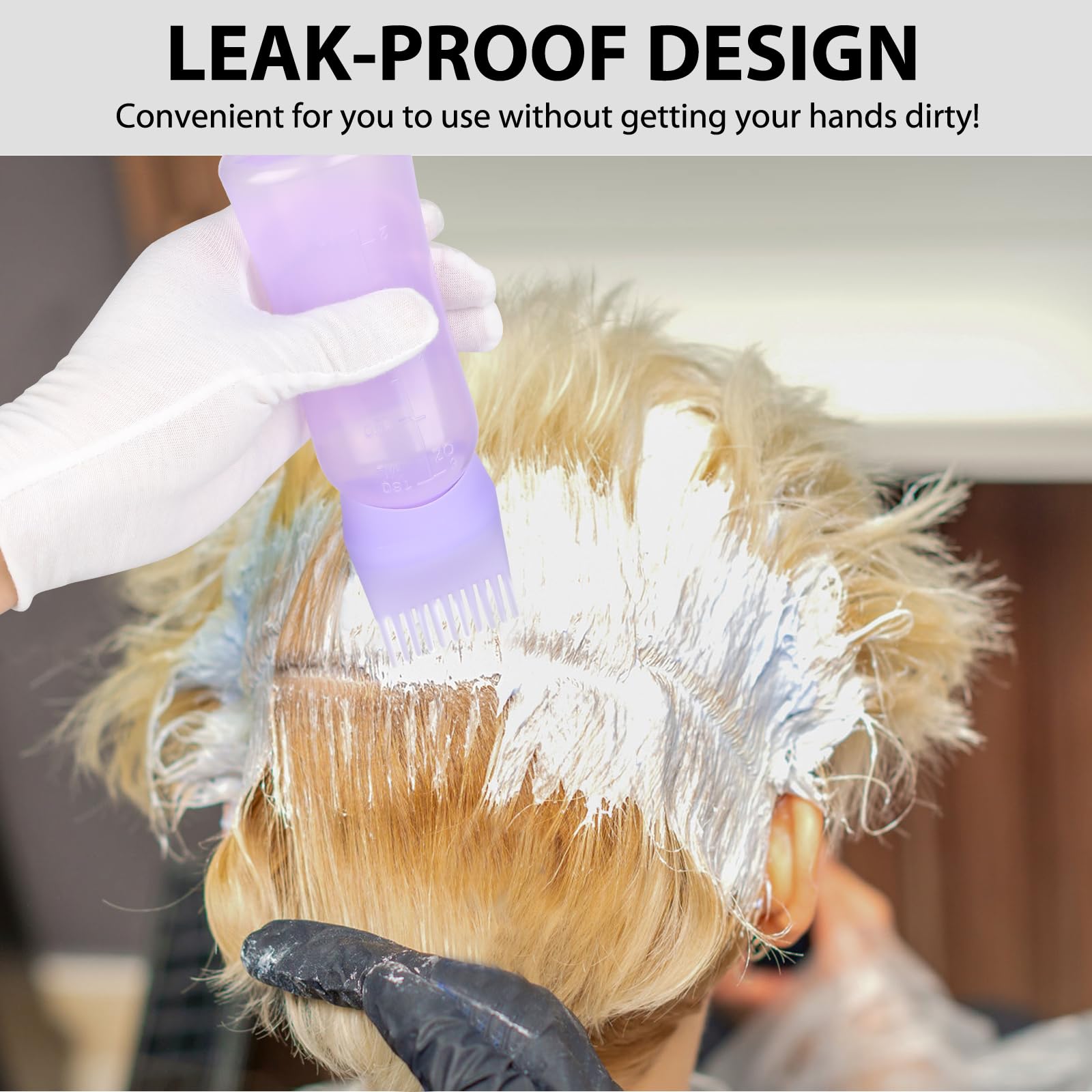 Aurnoet six ounce capacity hair tool set close up on the dispensing holes