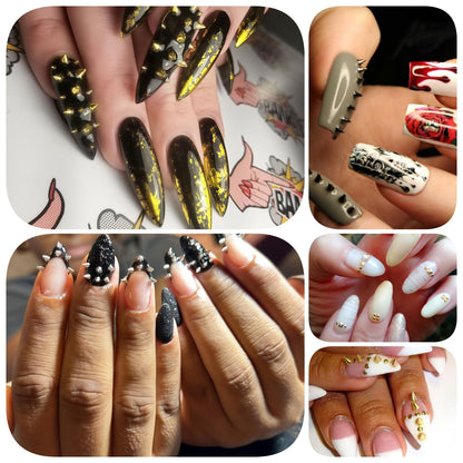Application of punk metal nail rivets using precision tweezers