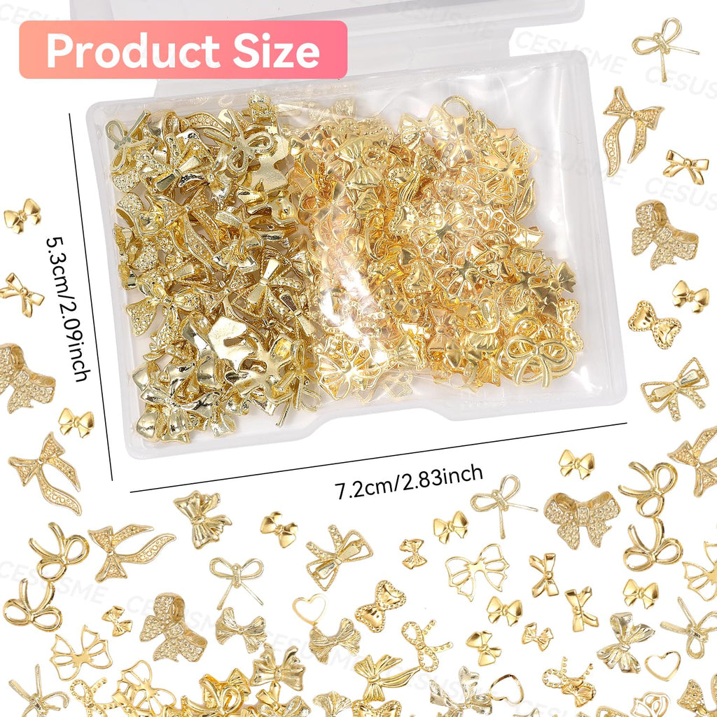 Cesusme gold bow charms for DIY manicure