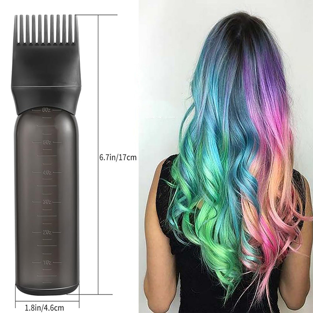 Pairswind scalp massage comb and squeezable plastic root applicator bottle kit