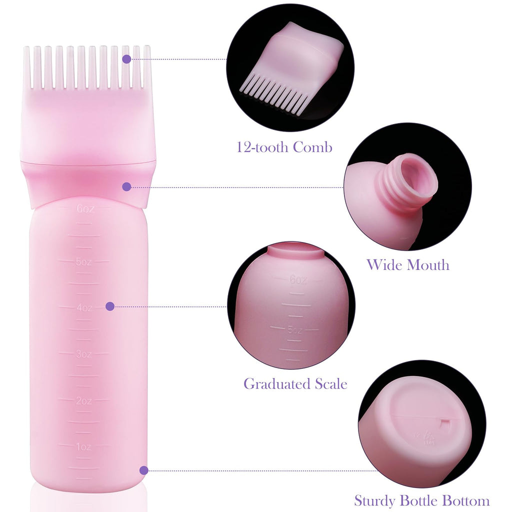 Three pack of premium washable plastic hair dye bottles for scalp oil treatments