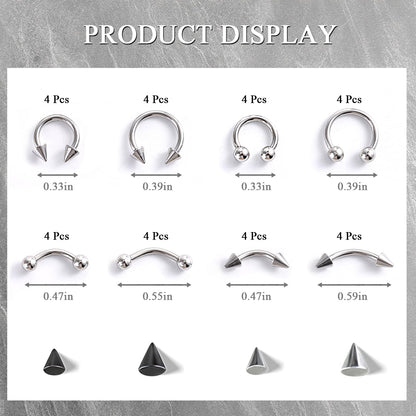 Selection of goth style metal piercing rings for nails