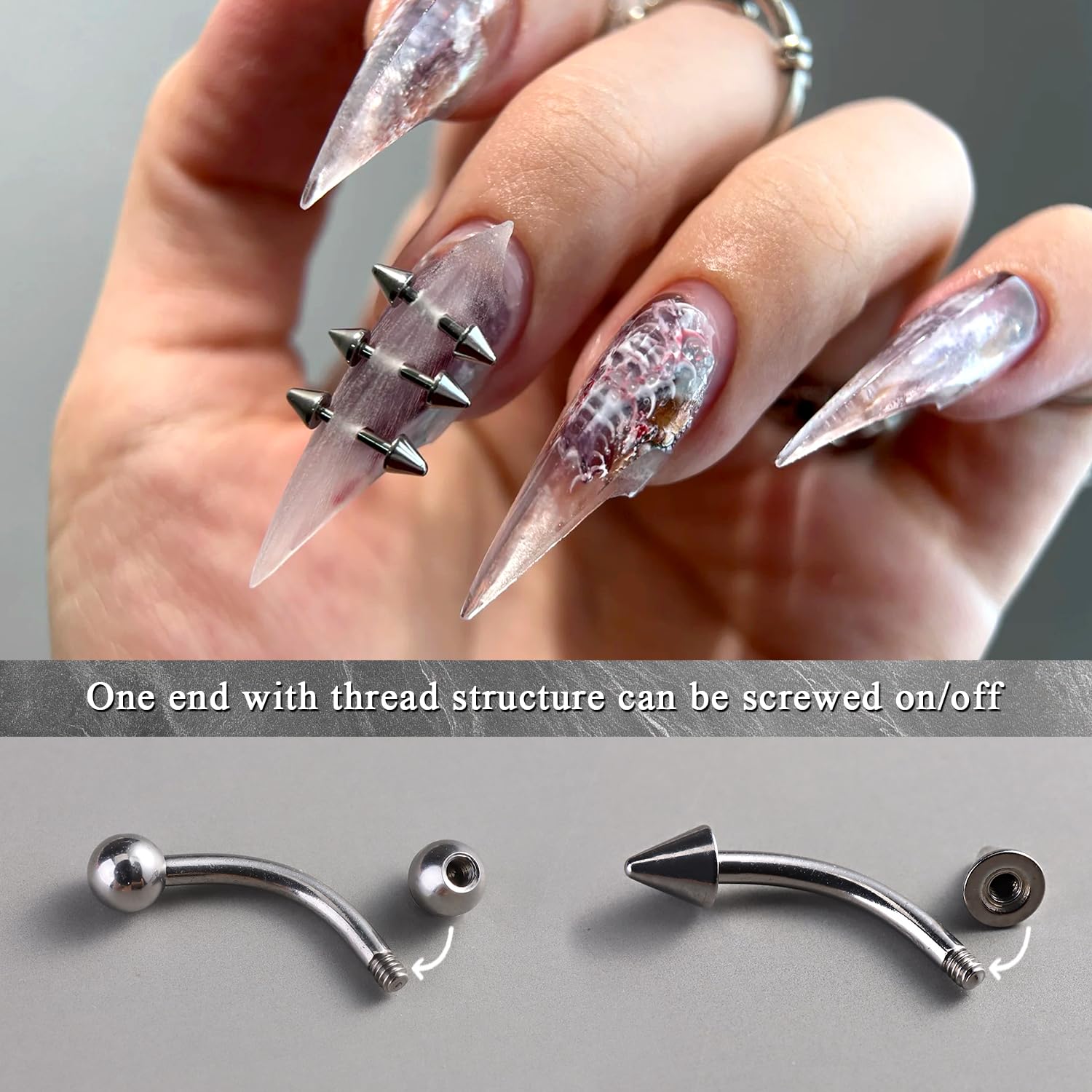 Furtherpretty nail charms organized in divided plastic case