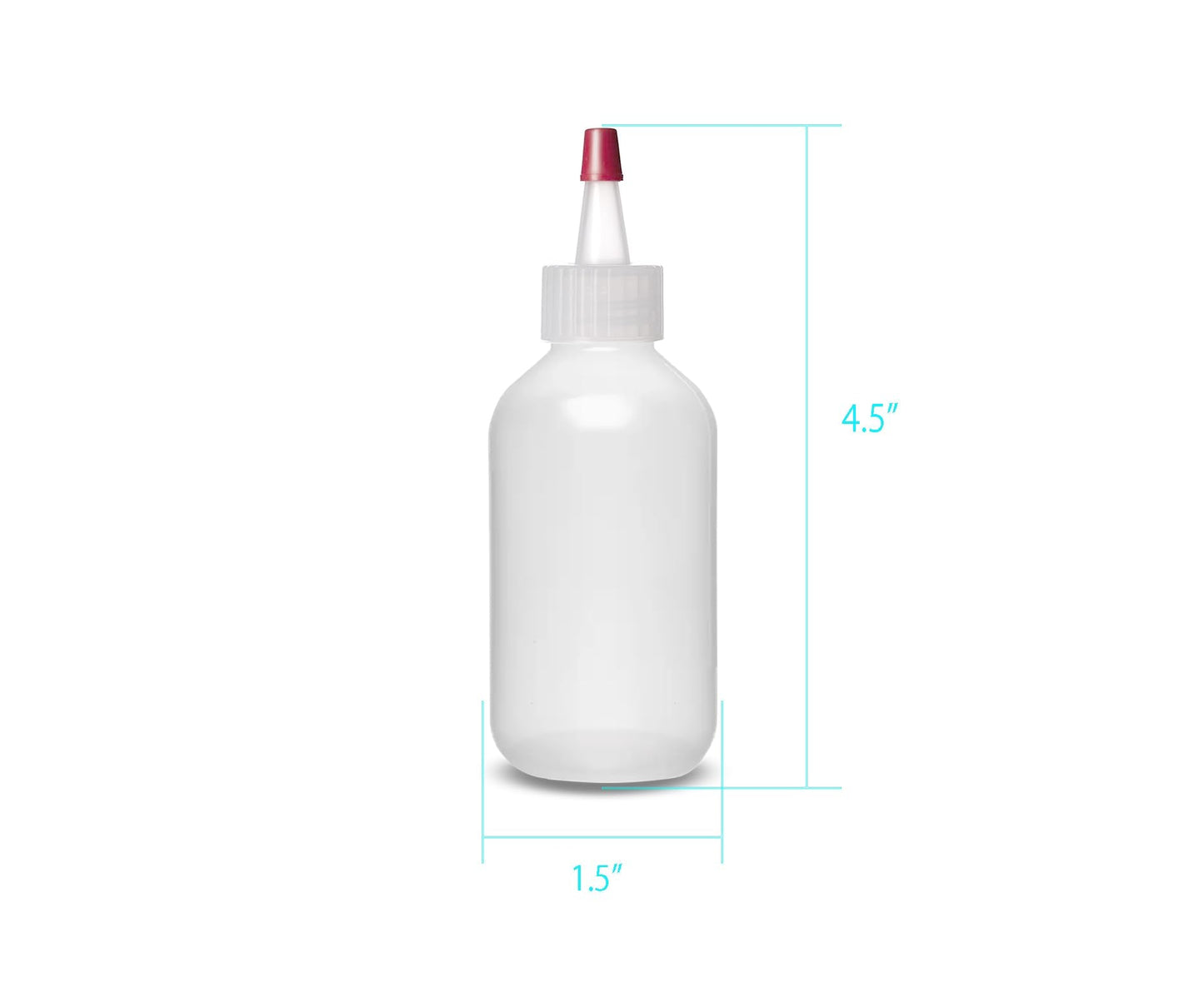 Pair of ljdeals LDPE squeeze bottles for hair color and craft applications standing vertically.