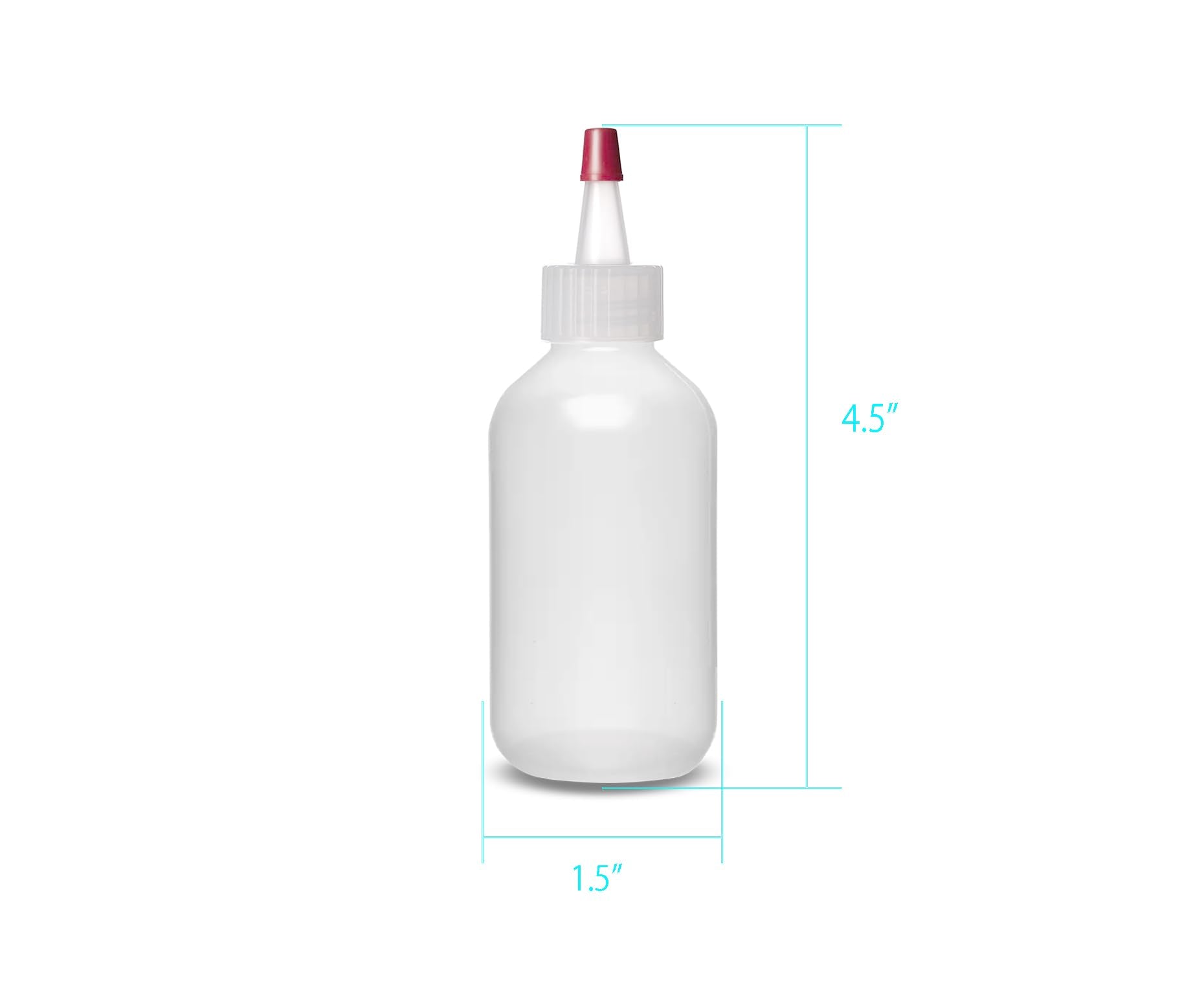 Pair of ljdeals LDPE squeeze bottles for hair color and craft applications standing vertically.