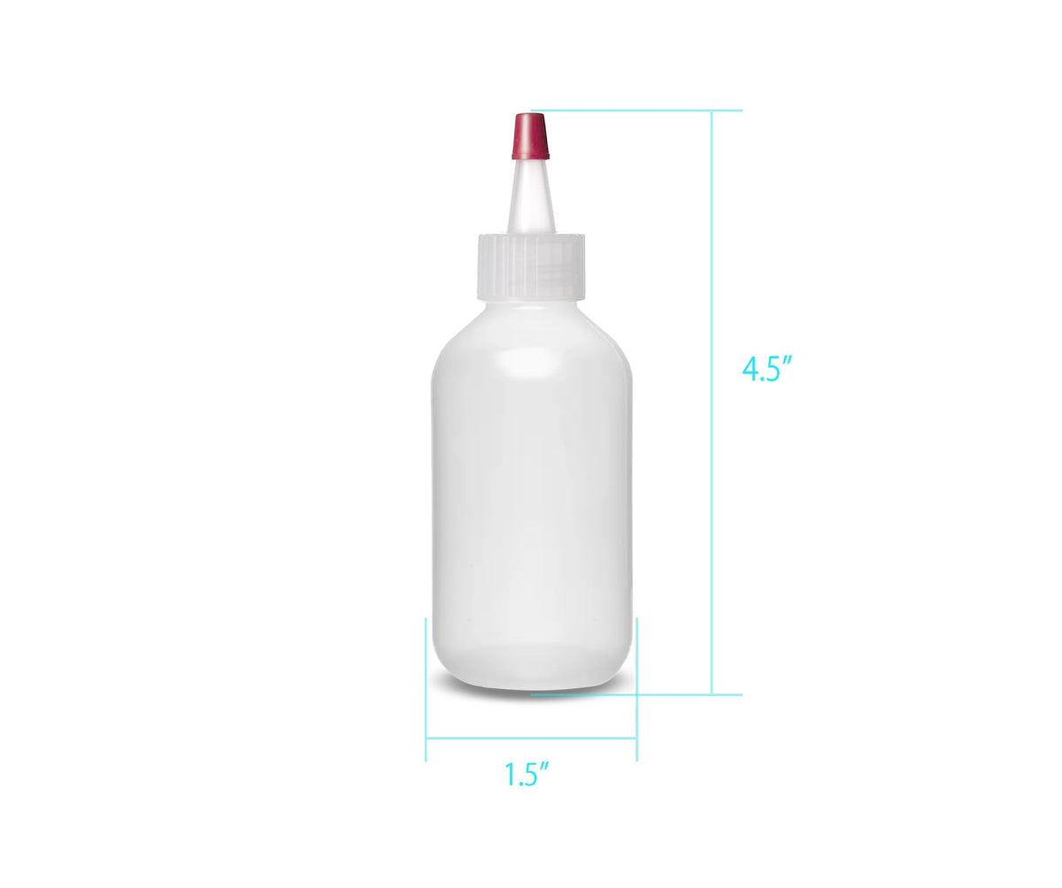 Pair of ljdeals LDPE squeeze bottles for hair color and craft applications standing vertically.