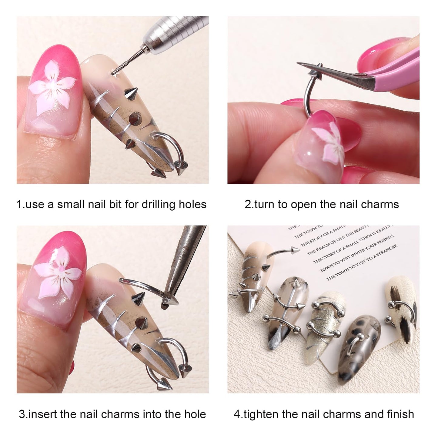 Professional nail art setup with Furtherpretty silver charms