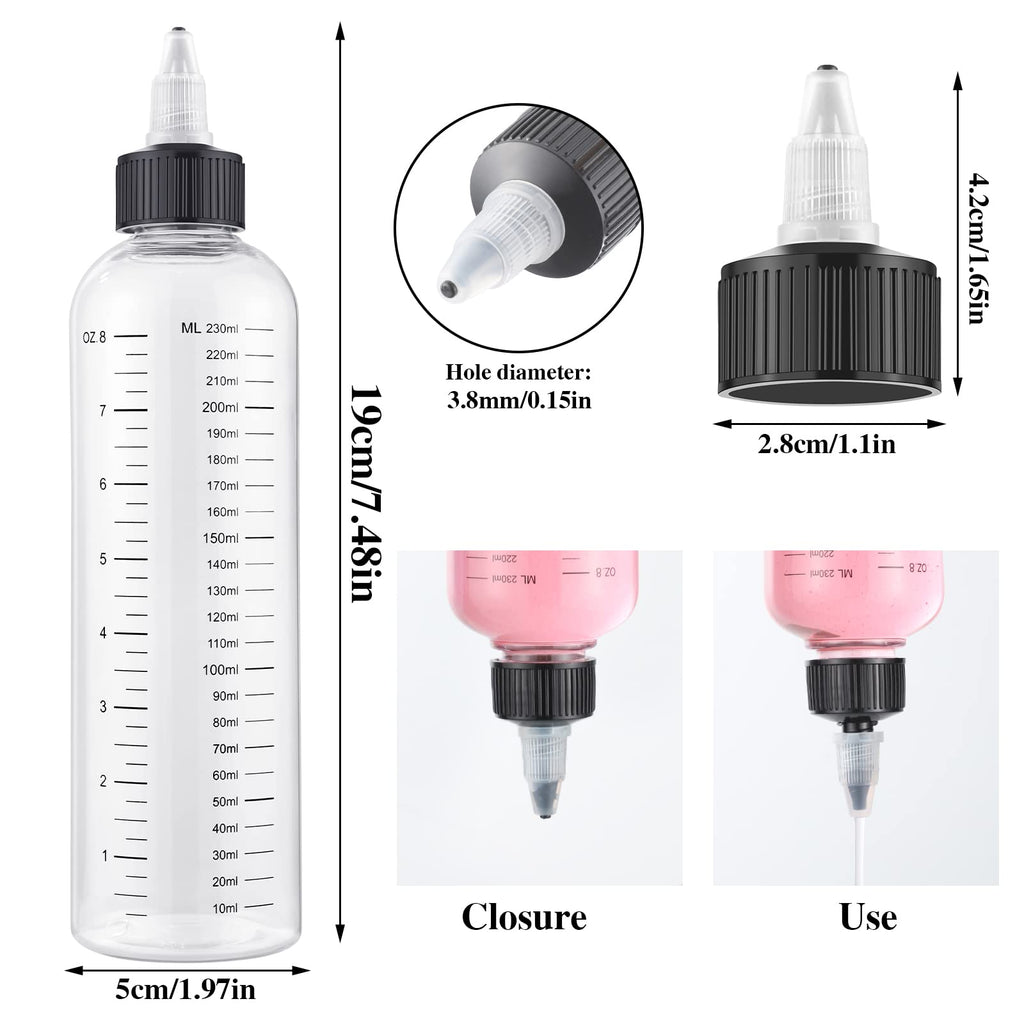 Wide neck opening of the BESARME clear hair applicator bottle for easy refilling.
