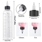 Wide neck opening of the BESARME clear hair applicator bottle for easy refilling.
