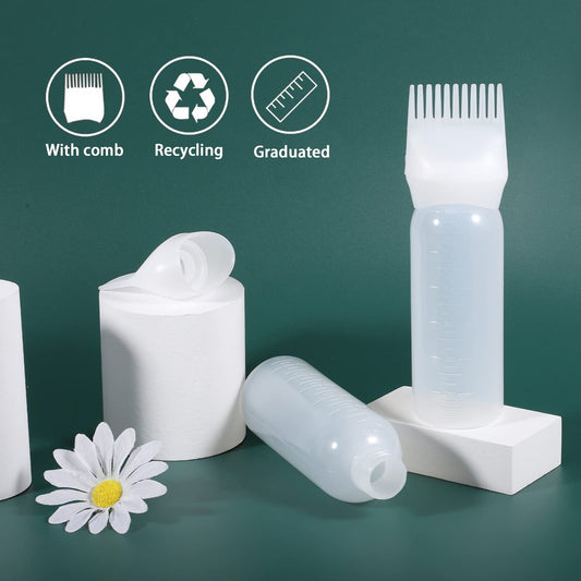 Pimoys hair oil applicator bottle two pack with built in comb tips
