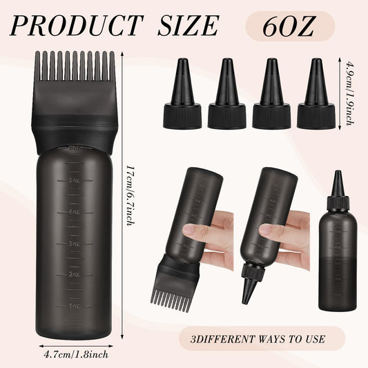 Squeezable root comb hair dye bottle showing detailed close-up of the fluid nozzle prongs.