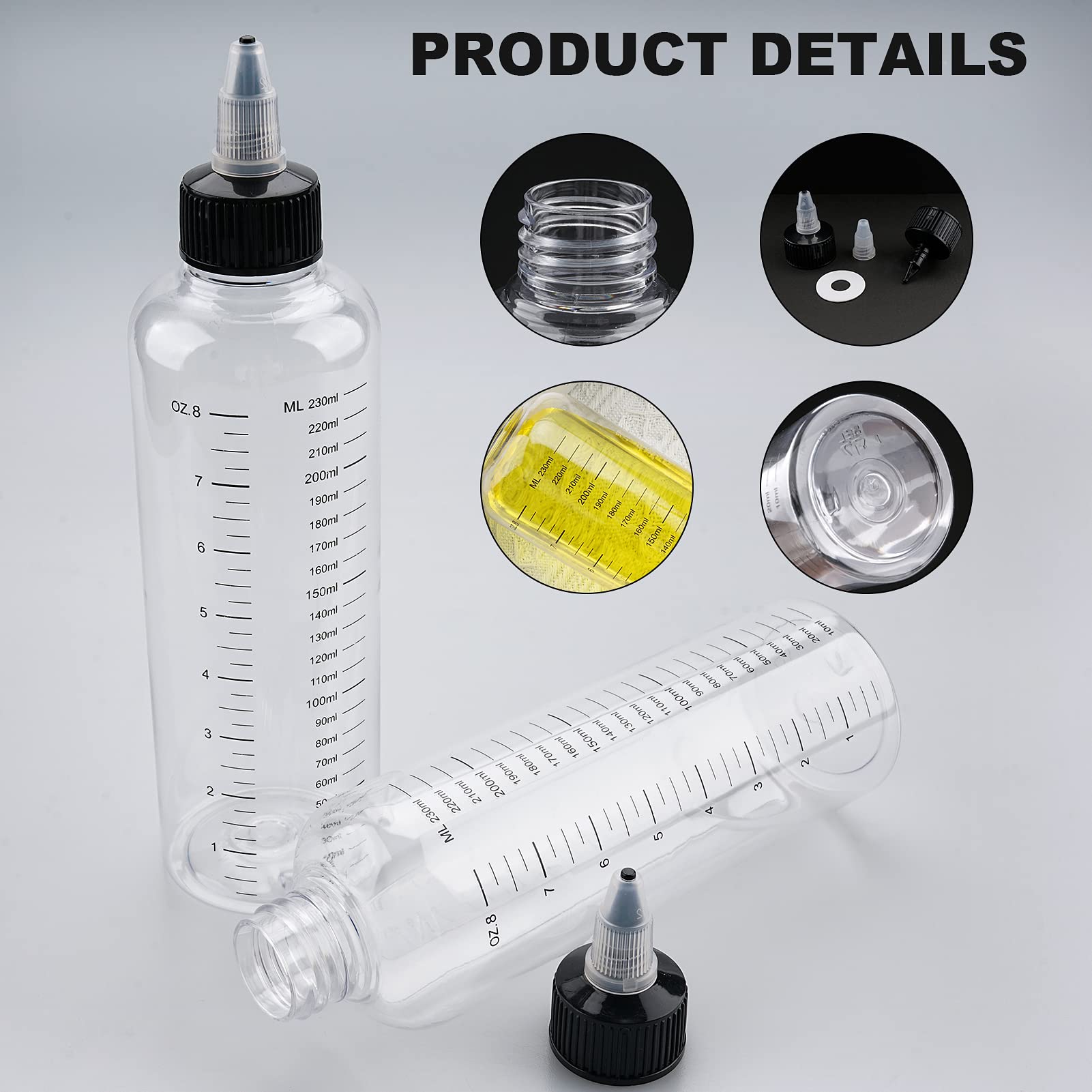 Cosywell hair oil applicator bottle set showing leak proof twist top caps.