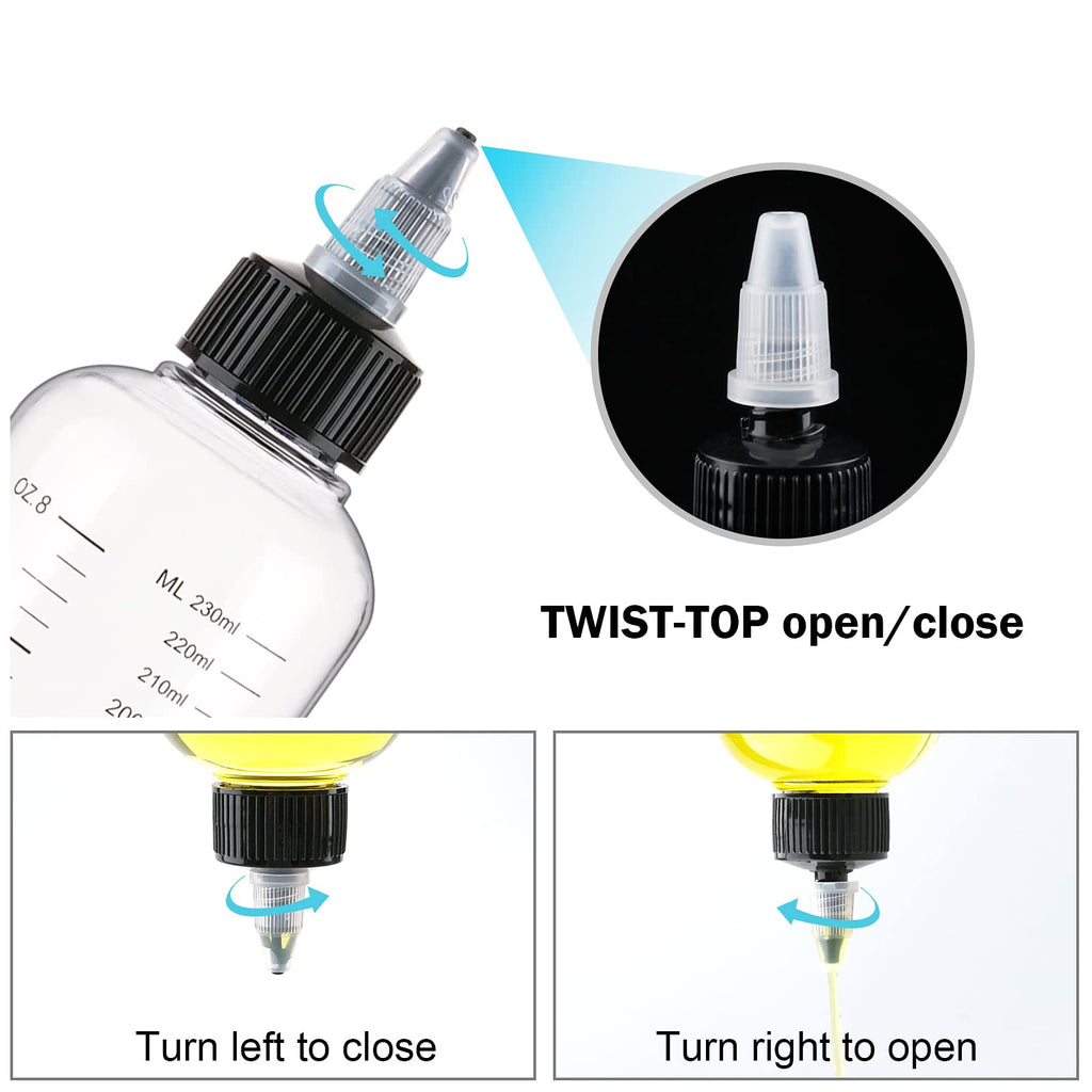 Empty plastic dispenser squeeze bottles by Cosywell for salon and home hair treatments.