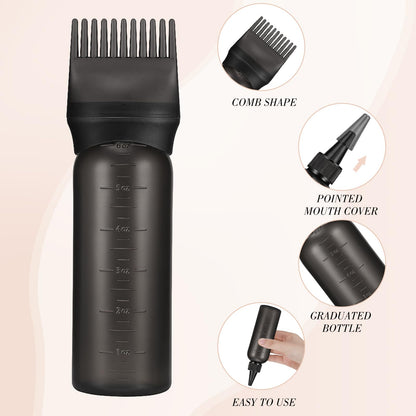 Mess-free hair dye brush bottle used for uniform scalp serum and oil distribution.