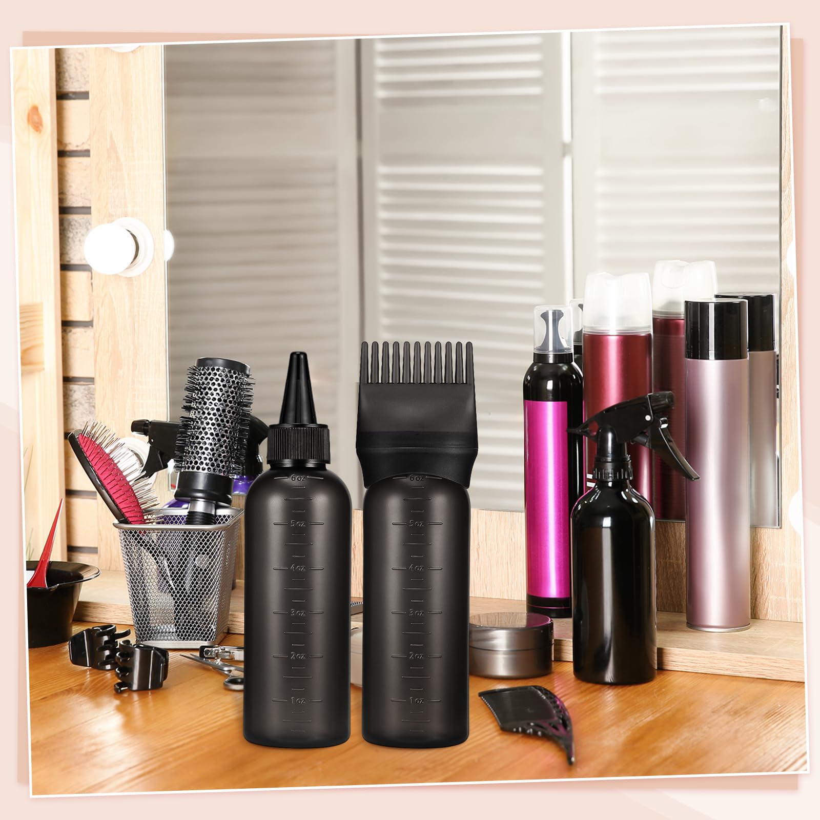 Travel-friendly Pimoys root comb squeeze bottle set for home salon and professional hair care.
