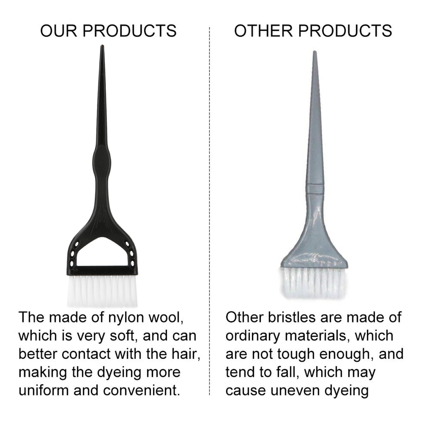 Three professional hair dye brushes for salon and home use.