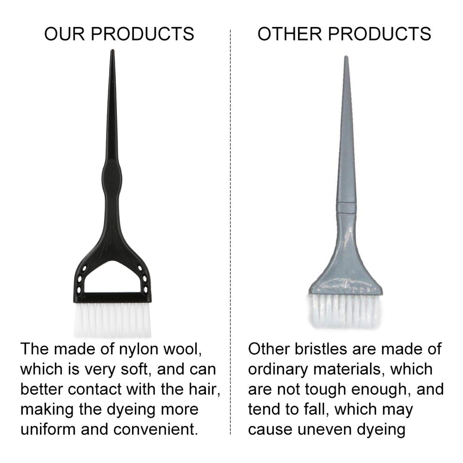 Three professional hair dye brushes for salon and home use.