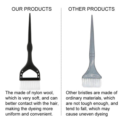 Three professional hair dye brushes for salon and home use.