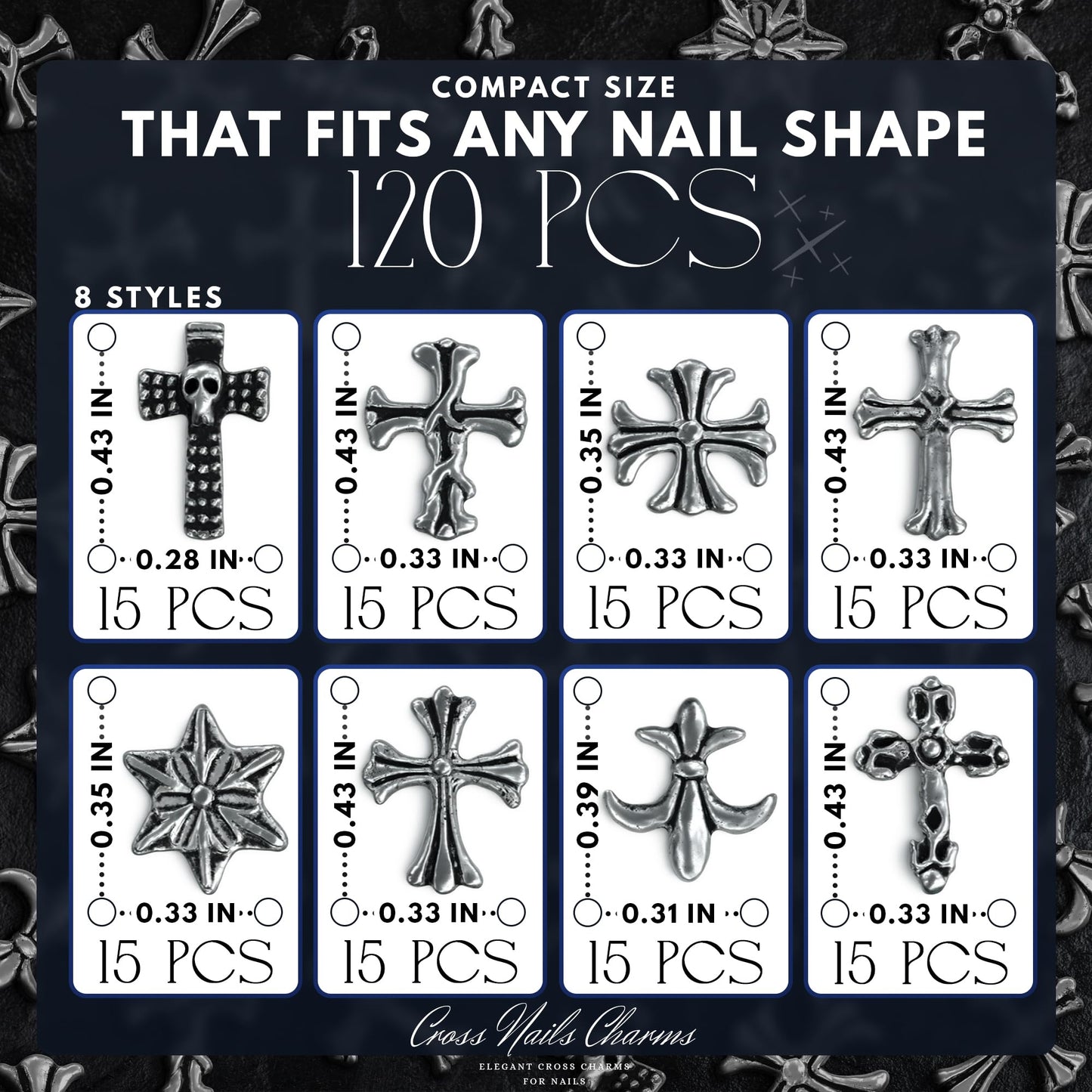 Detailed view of the curved back design on silver acrylic cross ornaments for a comfortable fit.