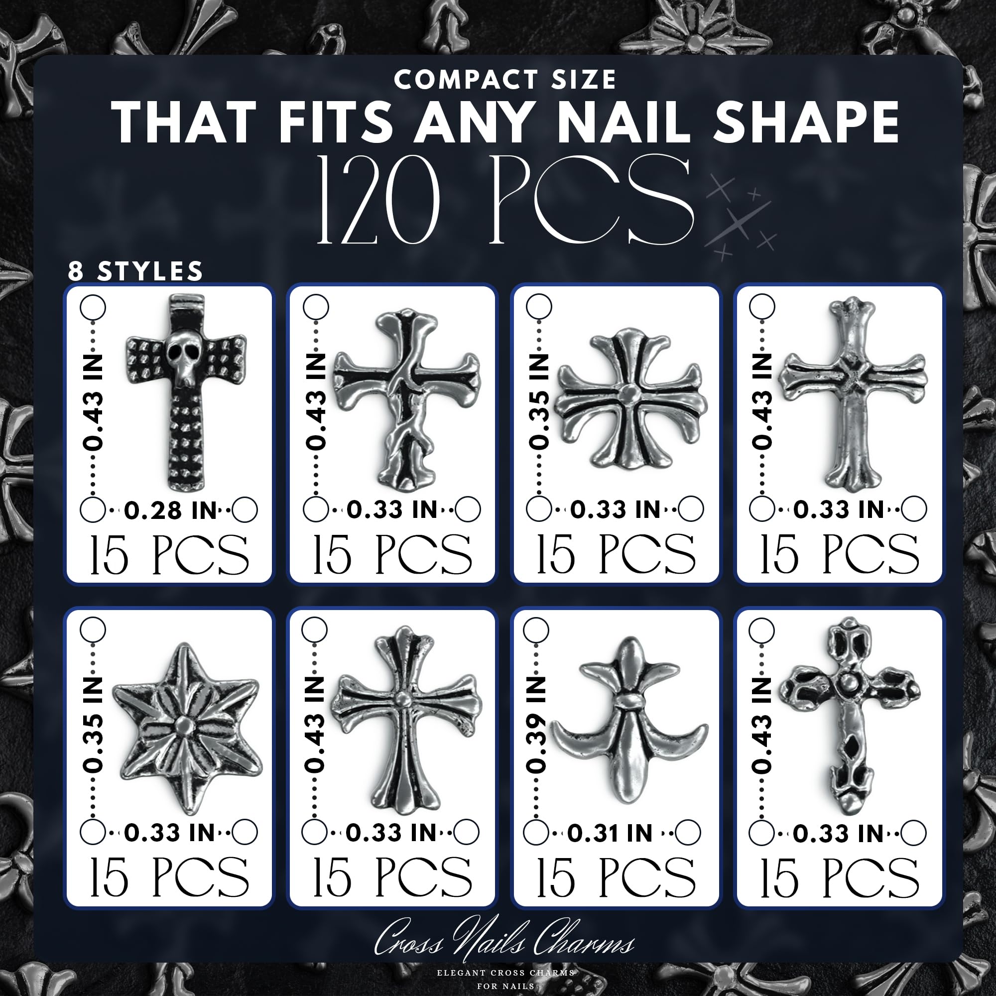 Detailed view of the curved back design on silver acrylic cross ornaments for a comfortable fit.